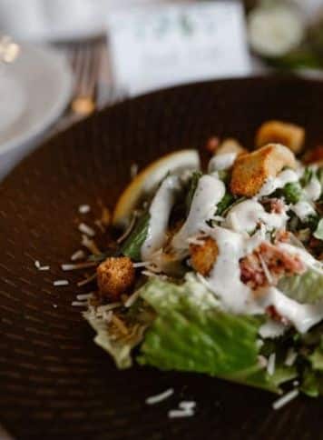 Plated salad on a wedding catering menu